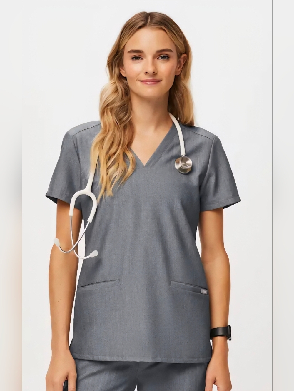 Figs Casma Three-Pocket Scrub Top  Graphite Size XS